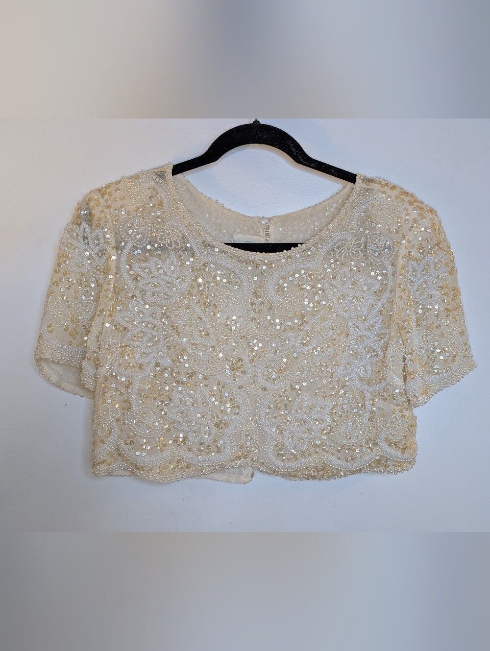 Vintage Beaded Alfred Angelo Wedding Gown Topper Bolero Jacket Vintage Size 12